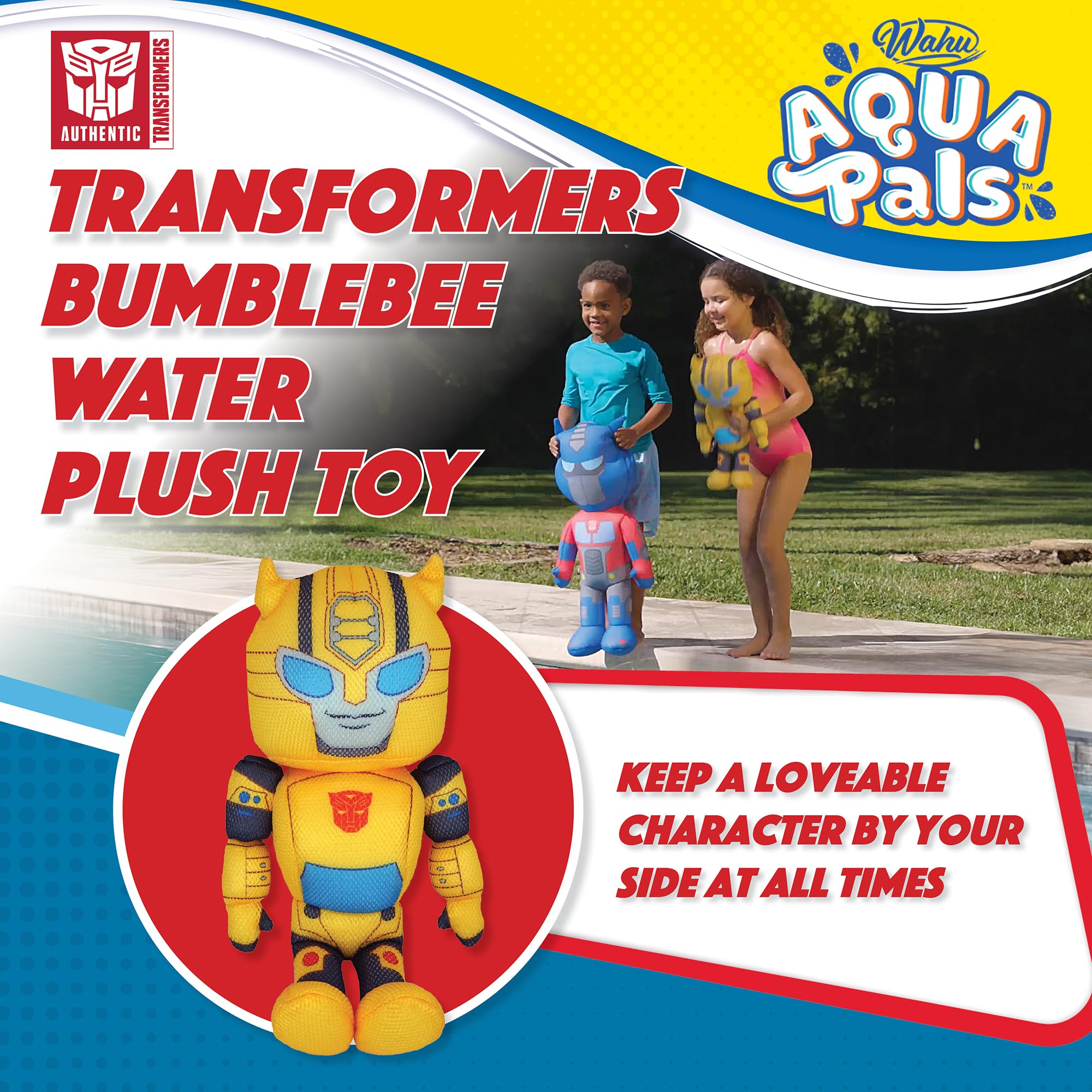 WAHU Aqua Pals Transformers Bumblebee 16-Inch Waterproof Plush Toy for Pool & Bath