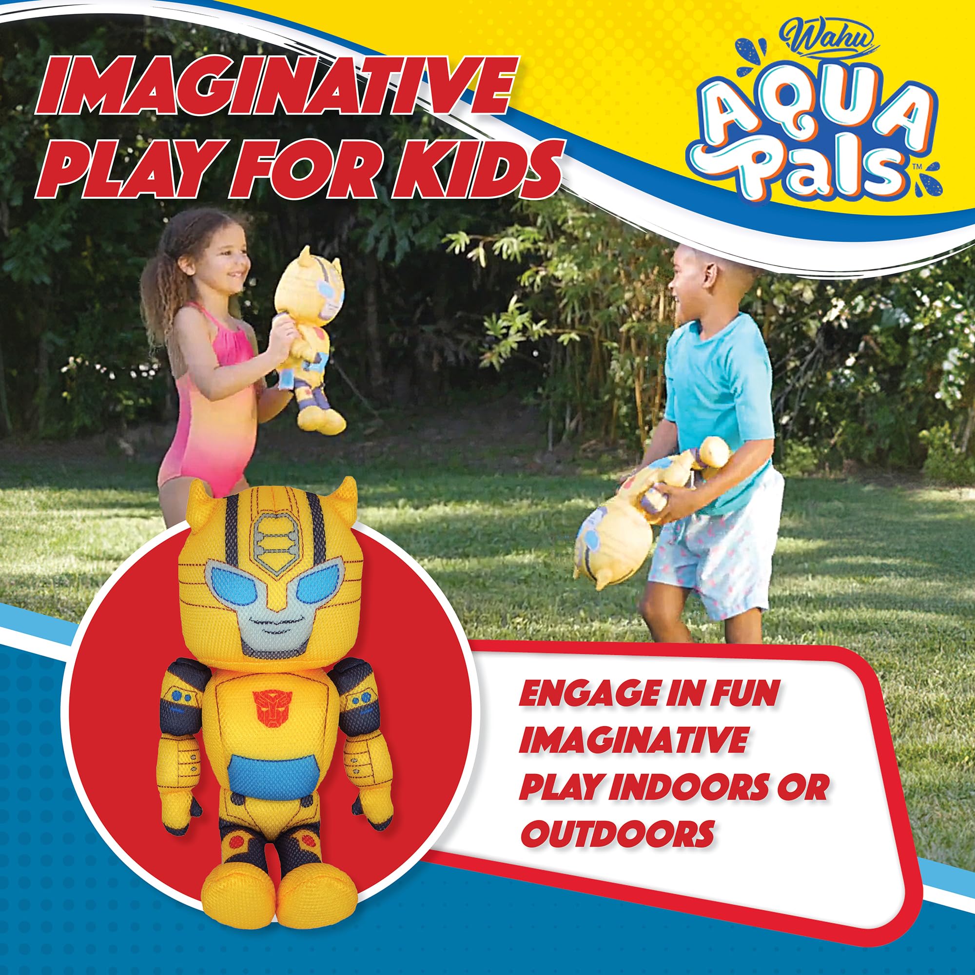 WAHU Aqua Pals Transformers Bumblebee 16-Inch Waterproof Plush Toy for Pool & Bath