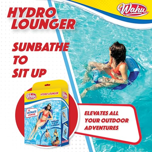 WAHU Hydro Lounger Inflatable Pool Float for Sunbathing, Sit-Up Design, Blue/Light Blue, Supports 250 lbs