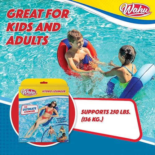 WAHU Hydro Lounger Inflatable Pool Float for Sunbathing, Sit-Up Design, Blue/Light Blue, Supports 250 lbs
