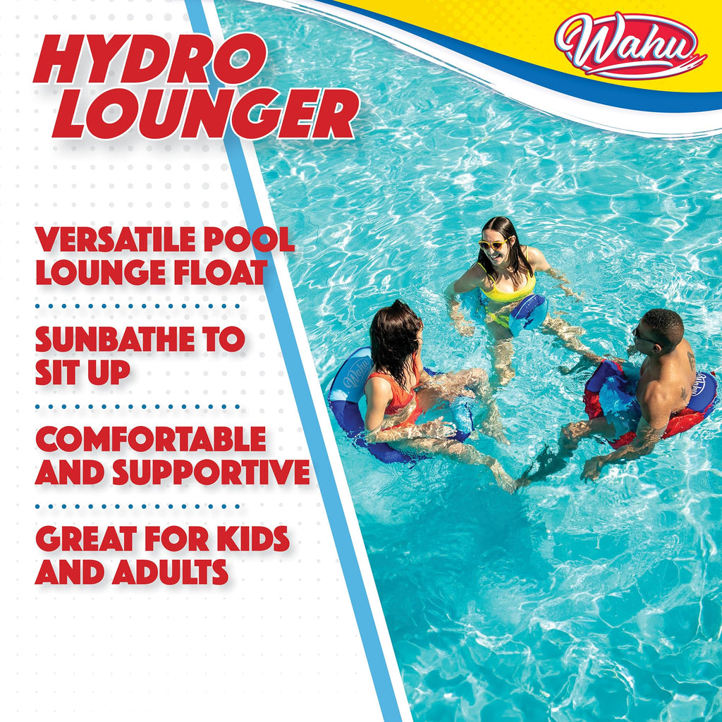 WAHU Hydro Lounger Inflatable Pool Float for Sunbathing, Sit-Up Design, Blue/Light Blue, Supports 250 lbs