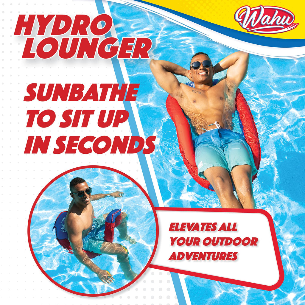 Wahu Hydro Lounger Red/Blue Inflatable Pool Float for Sunbathing and Sitting Up