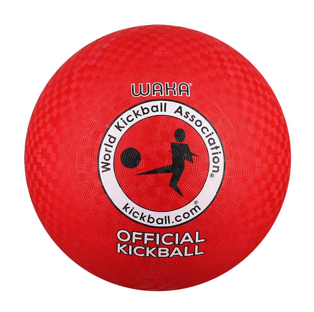 WAKA Official Kickball for Youth – 8.5 Inch Red Rubber Ball for Playground and League Play