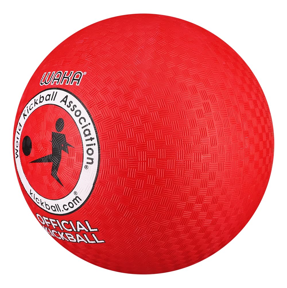 WAKA Official Kickball for Youth – 8.5 Inch Red Rubber Ball for Playground and League Play