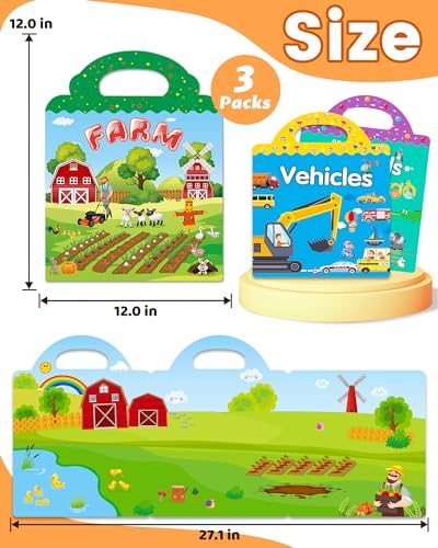 Walenced Reusable Sticker Book for Toddlers – 111-Piece Travel Toy with 3 Themes, Screen-Free Fun