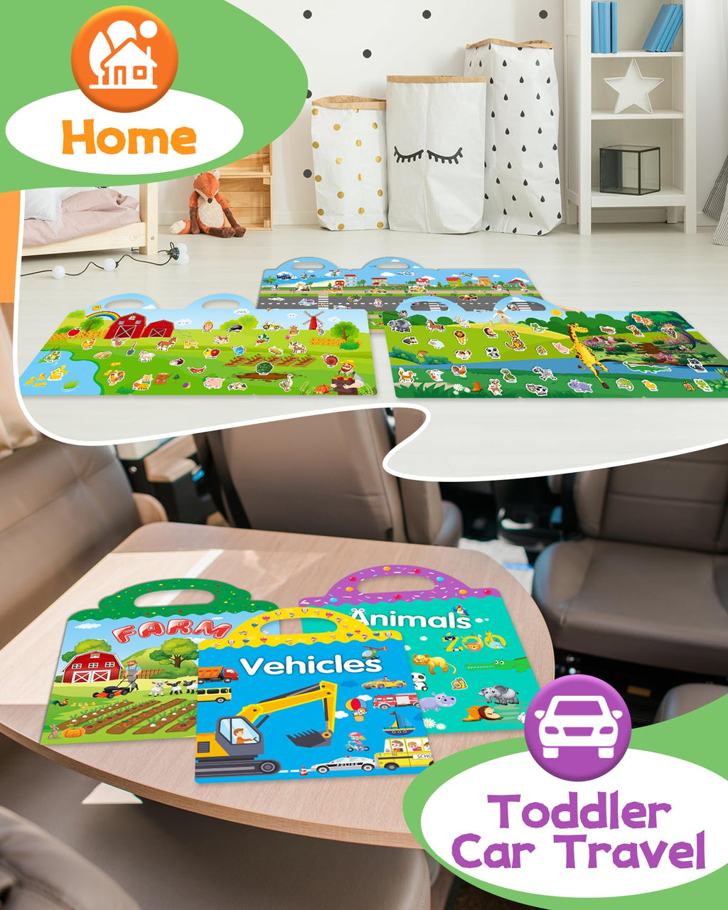 Walenced Reusable Sticker Book for Toddlers – 111-Piece Travel Toy with 3 Themes, Screen-Free Fun