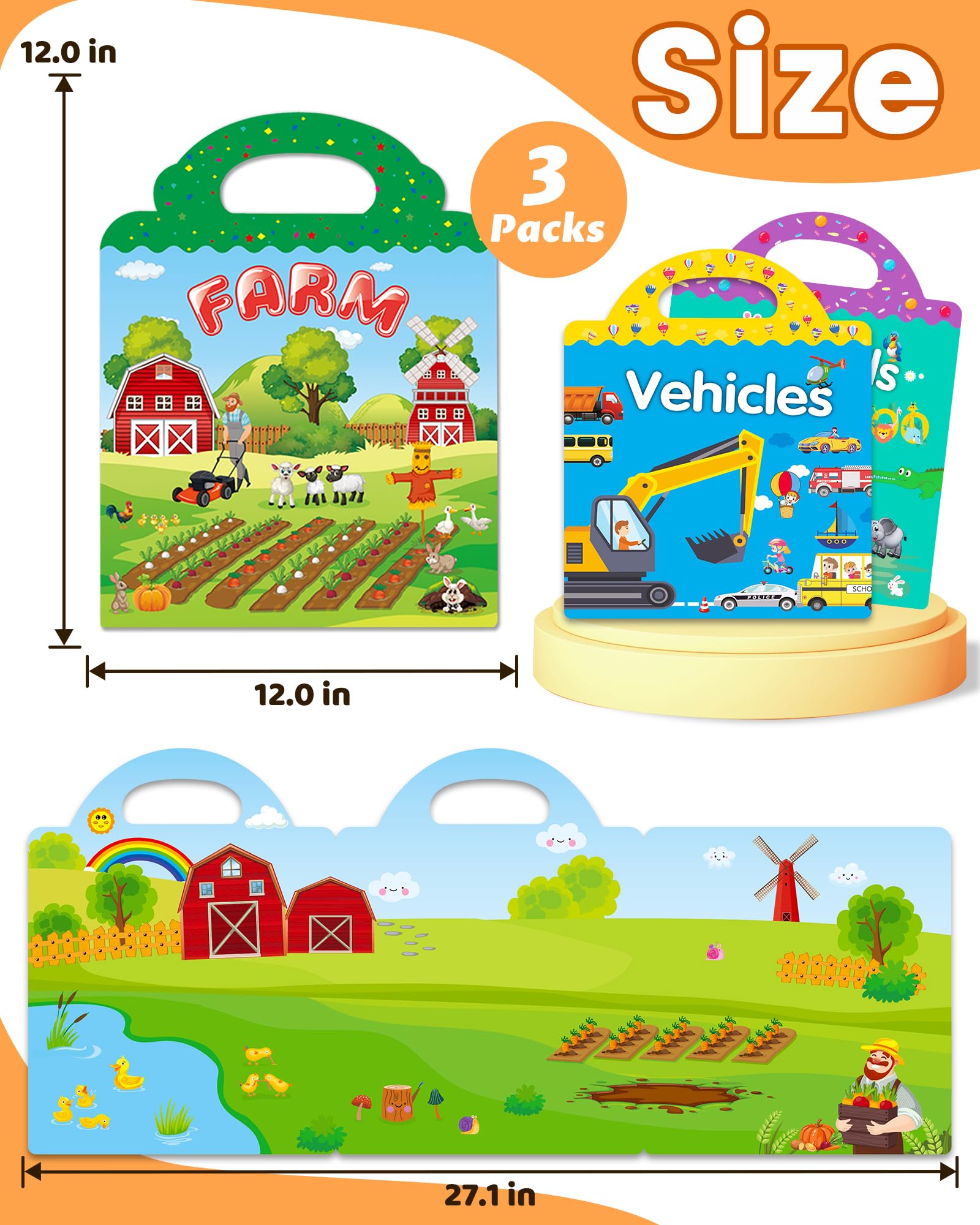 Walenced Reusable Sticker Book for Toddlers – 111-Piece Travel Toy with 3 Themes, Screen-Free Fun