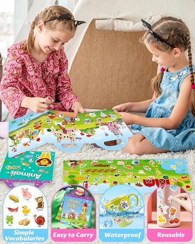 Walenced Reusable Sticker Book for Toddlers – 115 Pieces, 3 Themes, Portable