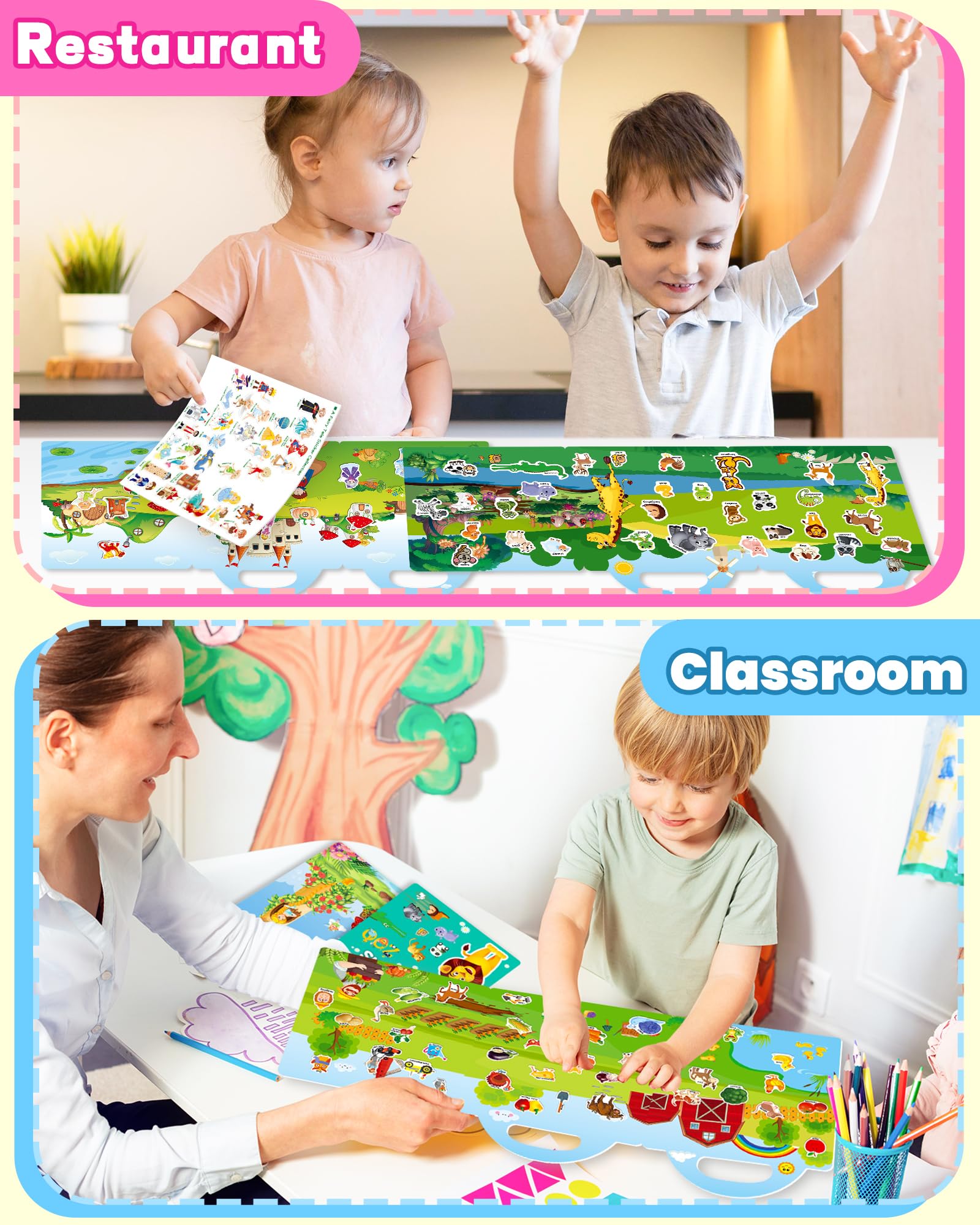 Walenced Reusable Sticker Book for Toddlers – 115 Pieces, 3 Themes, Portable