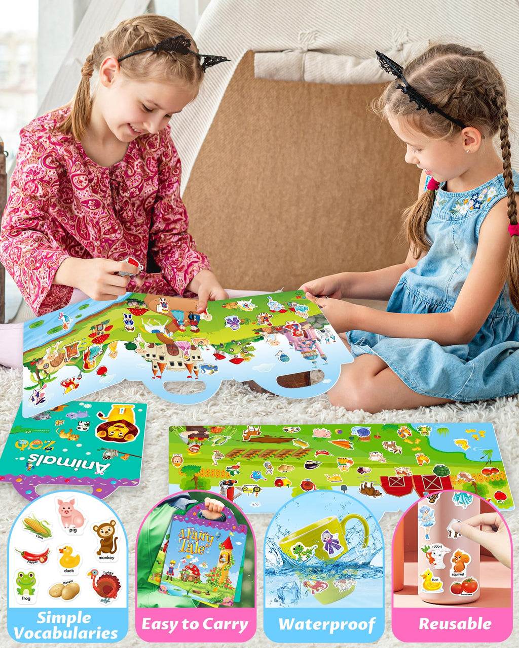 Walenced Reusable Sticker Book for Toddlers – 115 Pieces, 3 Themes, Portable