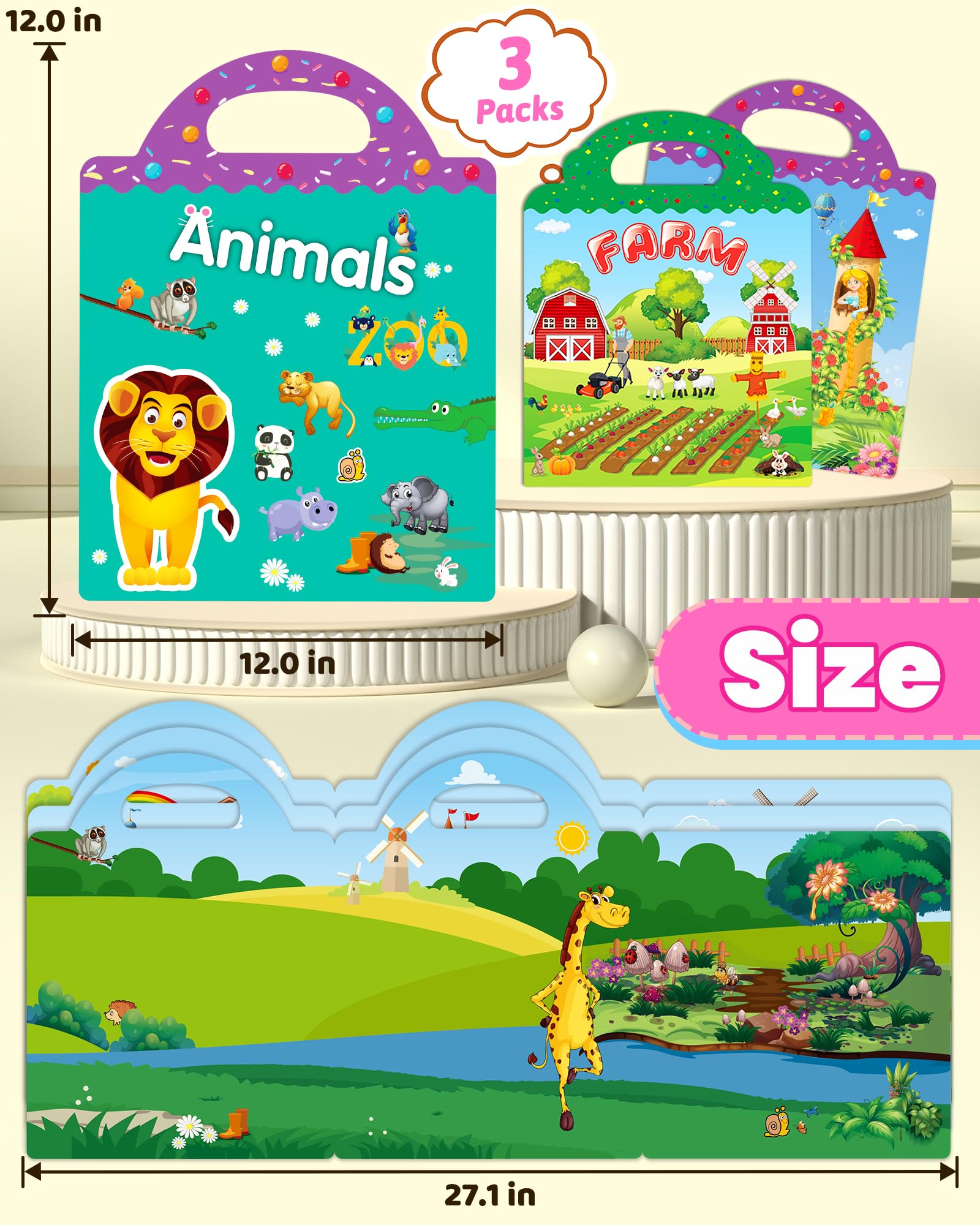 Walenced Reusable Sticker Book for Toddlers – 115 Pieces, 3 Themes, Portable