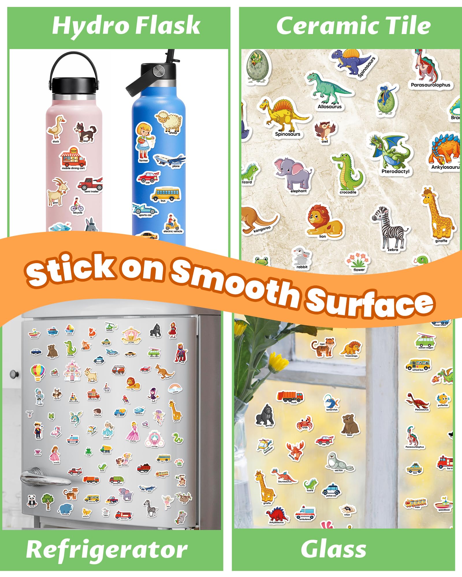 Walenced Reusable Sticker Book for Toddlers – 6 Themes of Waterproof PVC Stickers with Carry Handle