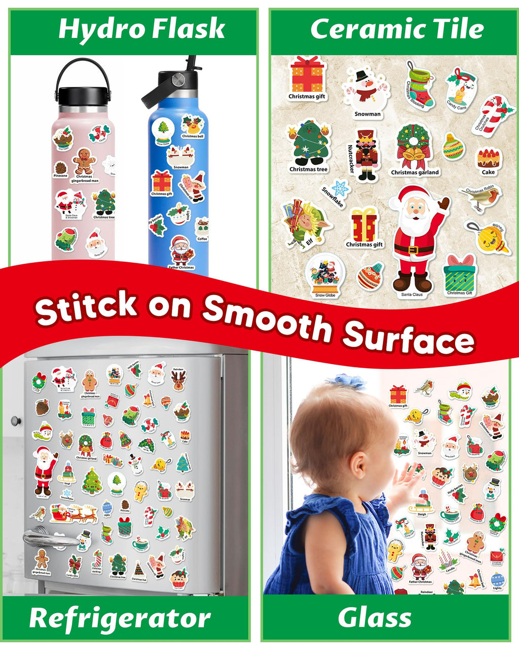 Walenced Reusable Sticker Book for Toddlers – 72 Christmas Stickers, Portable Travel Toy