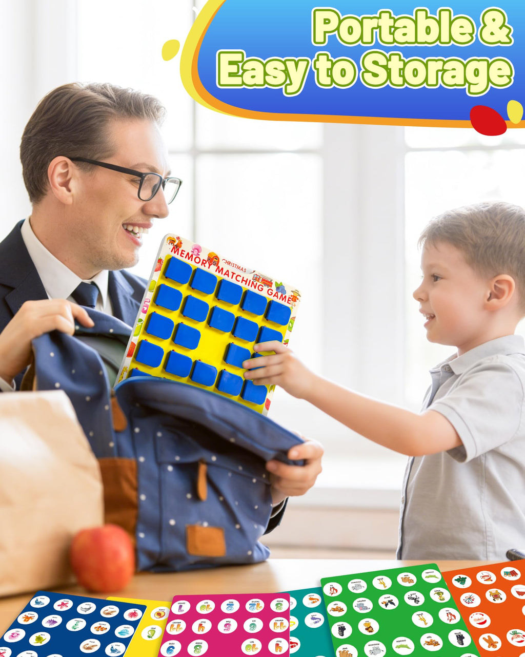 Walenty Matching Memory Game for Kids Ages 3-8 – 12 Themes, Wooden Board, Travel-Friendly Educational Toy