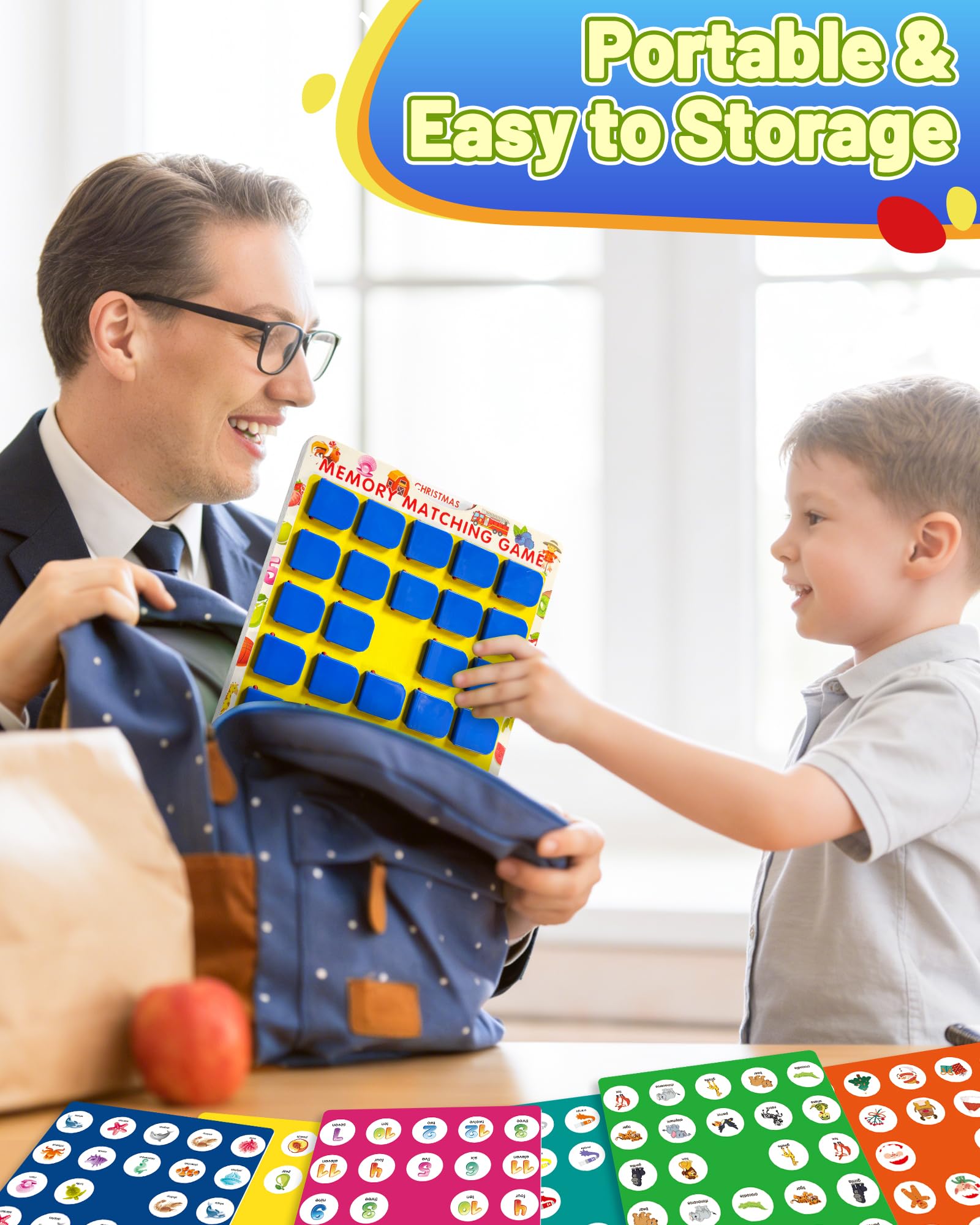 Walenty Matching Memory Game for Kids Ages 3-8 – 12 Themes, Wooden Board, Travel-Friendly Educational Toy