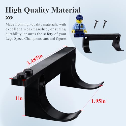 Wall Mount for Lego Speed Champions – 8 Pack Display Bracket with Base for Figures – Black