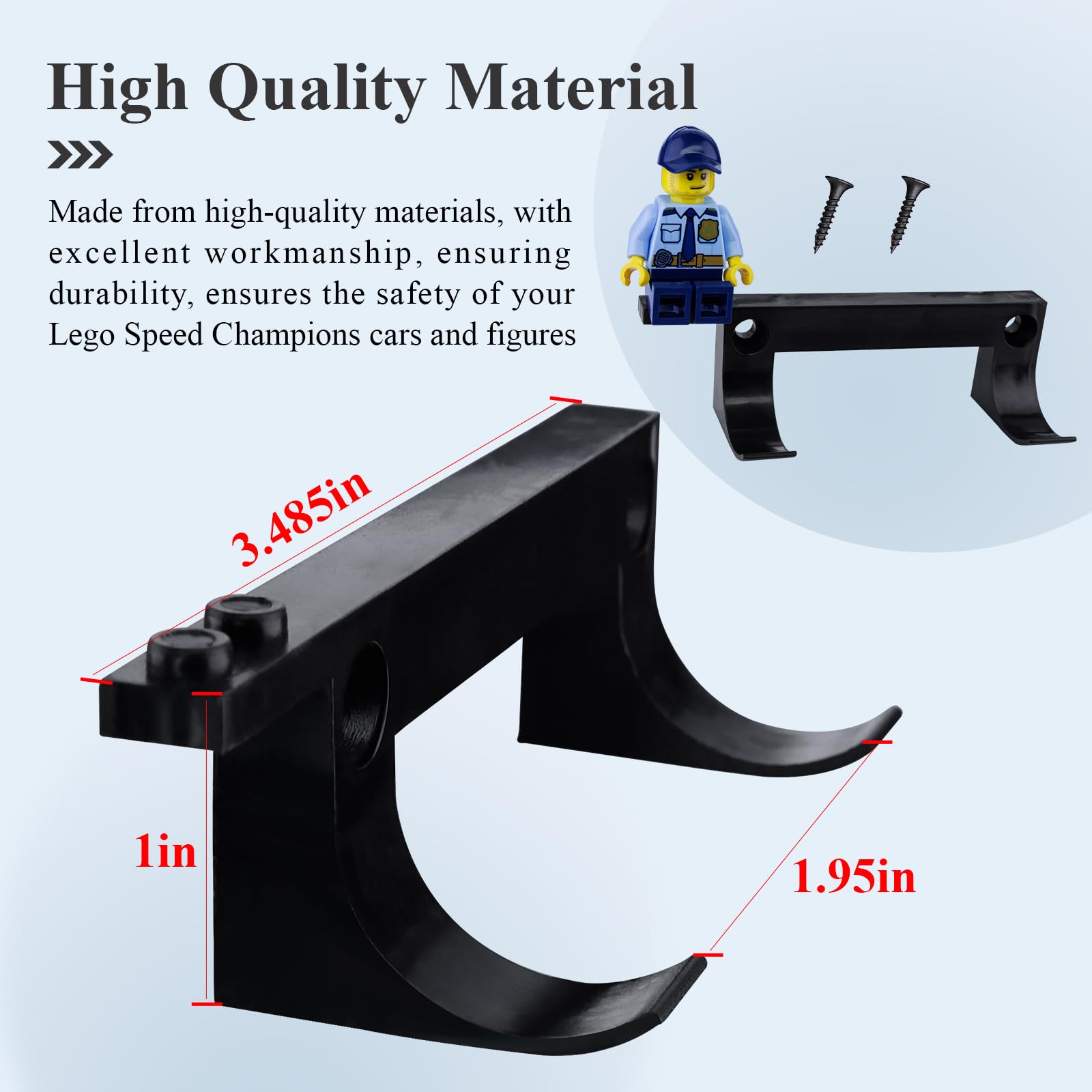 Wall Mount for Lego Speed Champions – 8 Pack Display Bracket with Base for Figures – Black