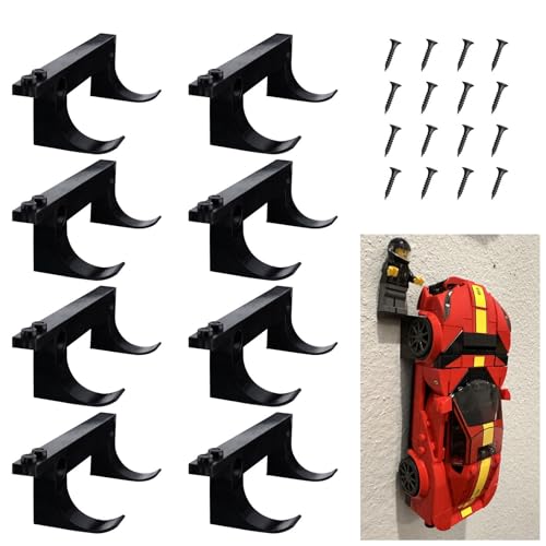 Wall Mount for Lego Speed Champions – 8 Pack Display Bracket with Base for Figures – Black