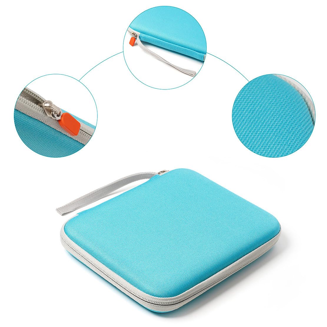 WannaBi 80-Pocket Card Case Holder for Yoto Cards – Cerulean EVA Zippered Organizer with Angled Sleeves