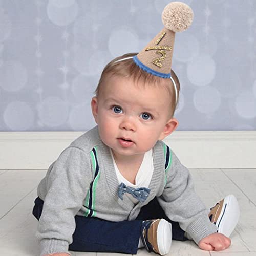 WAOUH Half Birthday Crown for 6-Month-Old Baby – Pale Gold Glitter & Royal Blue Felt Photo Prop