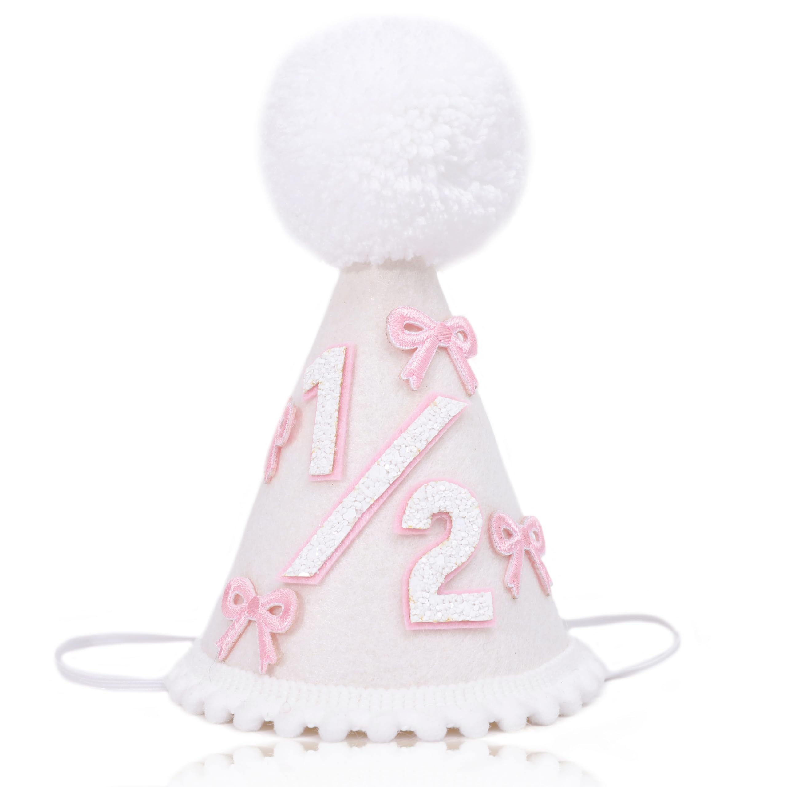 WAOUH Half Birthday Crown – Pale Gold Glitter & Royal Blue Felt Hat for 6-Month Baby, Mini Photo Prop