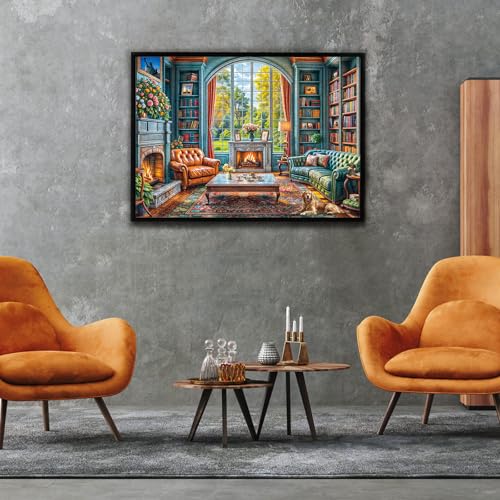 Warm Study Room 1000 Piece Jigsaw Puzzle for Adults – Cozy Library Scene