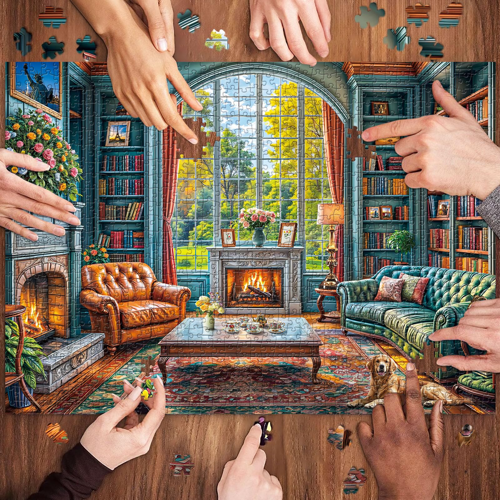 Warm Study Room 1000 Piece Jigsaw Puzzle for Adults – Cozy Library Scene