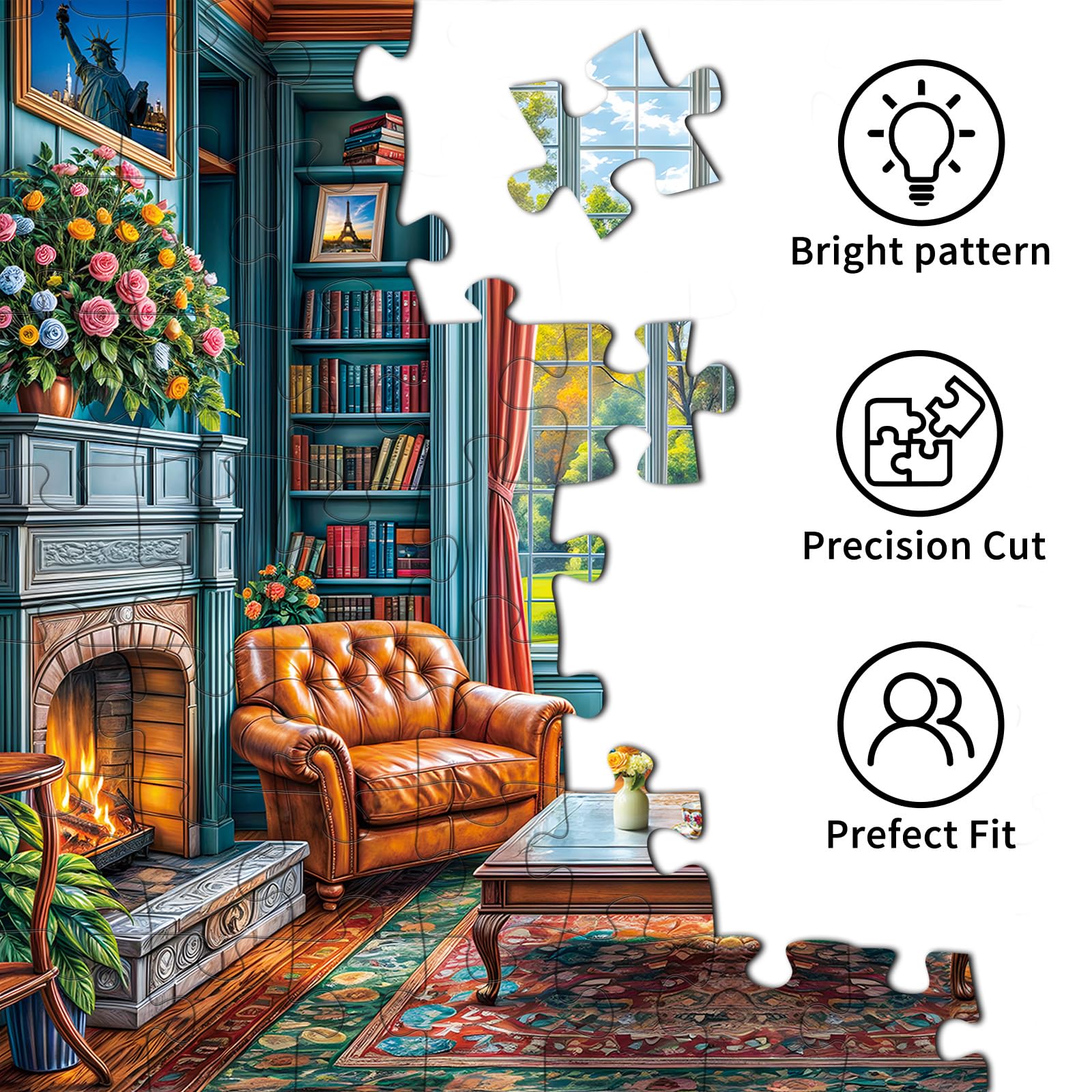 Warm Study Room 1000 Piece Jigsaw Puzzle for Adults – Cozy Library Scene