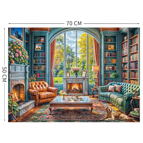Warm Study Room 1000 Piece Jigsaw Puzzle for Adults – Cozy Library Scene
