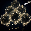 Warm White LED Balloon Set with String Lights - 10 Clear PVC Balloons & 6 Battery-Powered Lights for Parties