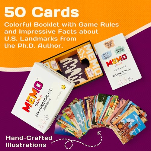 Washington, D.C. Landmarks Memory Matching Card Game – 50 Cards with QR Facts for Ages 7+