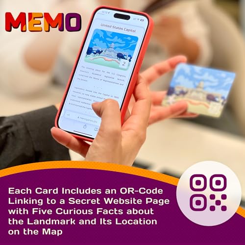 Washington, D.C. Landmarks Memory Matching Card Game – 50 Cards with QR Facts for Ages 7+