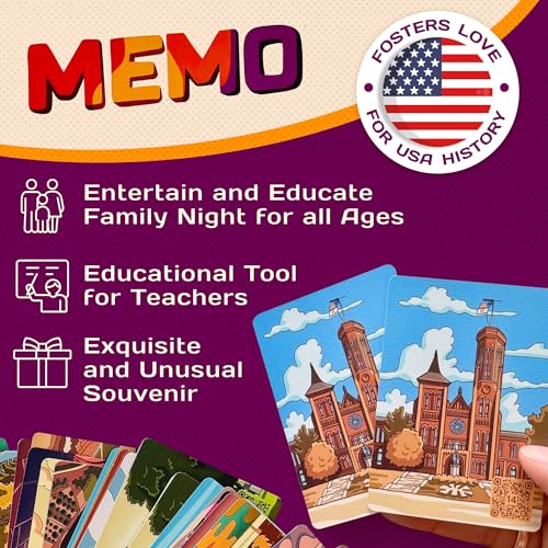 Washington, D.C. Landmarks Memory Matching Card Game – 50 Cards with QR Facts for Ages 7+