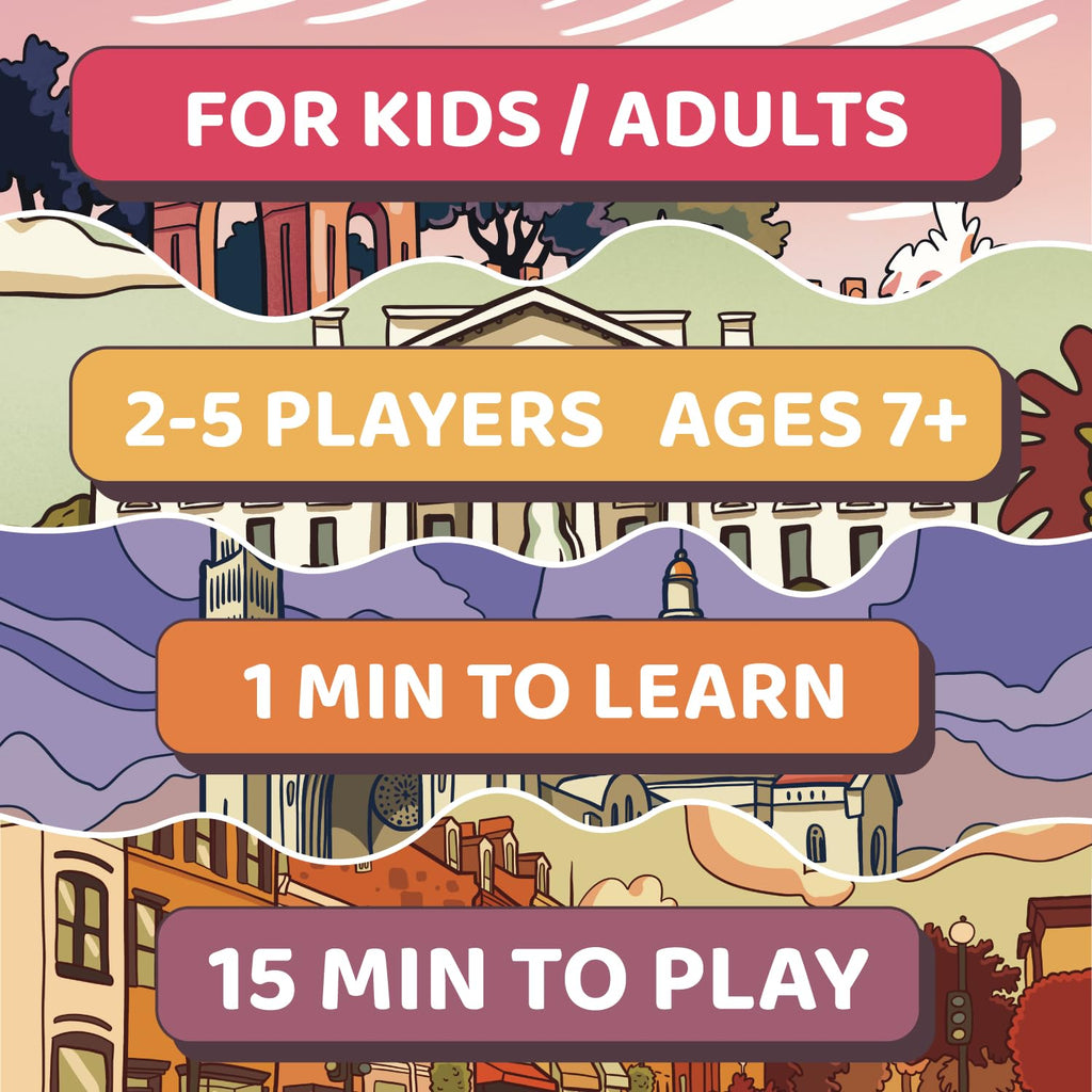 Washington, D.C. Landmarks Memory Matching Card Game – 50 Cards with QR Facts for Ages 7+