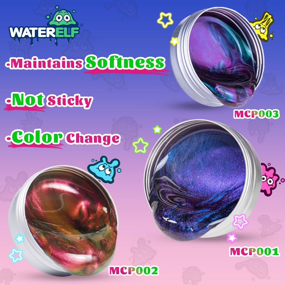 WATERELF Galaxy Putty Slime – Non-Sticky Sensory Putty, 3.2 oz, Blue/Purple – Stress Relief Toy for Kids and Adults