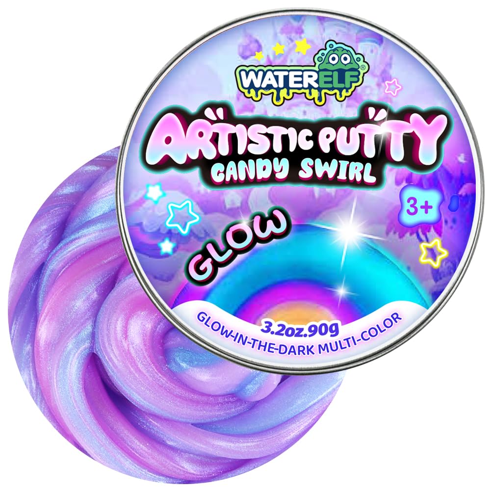 Waterelf Glow in The Dark Putty – Rose Red/Blue/Purple, 3.2 oz – Fidget Stress Relief Therapy Toy for Kids & Adults