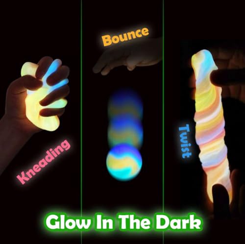 Waterelf Glow in The Dark Putty – Rose Red/Blue/Purple, 3.2 oz – Fidget Stress Relief Therapy Toy for Kids & Adults