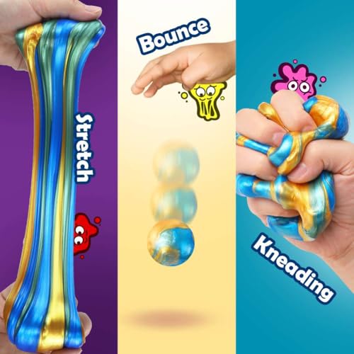 WATERELF Play Putty – Non-Sticky Fidget Putty Tin for Kids & Adults, 3 Colors (Gold, Blue, Purple)