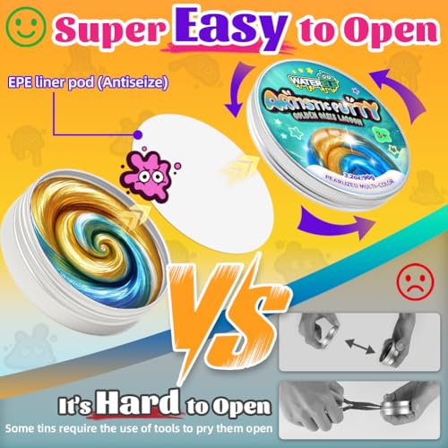WATERELF Play Putty – Non-Sticky Fidget Putty Tin for Kids & Adults, 3 Colors (Gold, Blue, Purple)