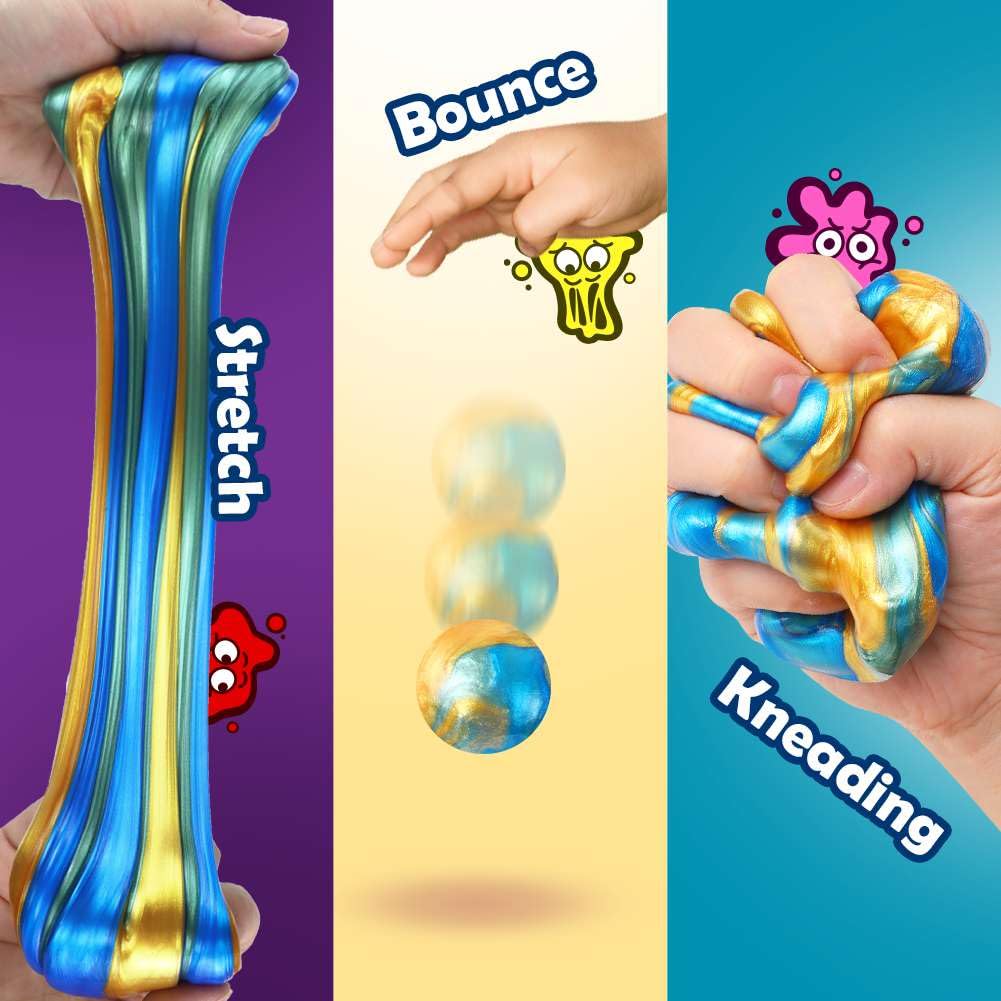 WATERELF Play Putty – Non-Sticky Fidget Putty Tin for Kids & Adults, 3 Colors (Gold, Blue, Purple)