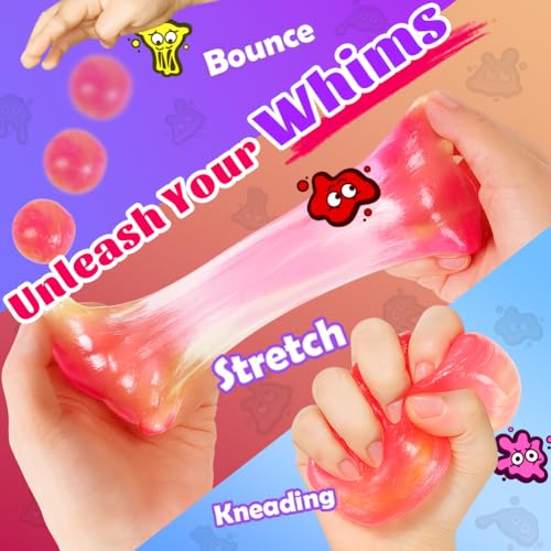 WATERELF Transparent Putty Slime - Non-Sticky Fidget Toy for Stress Relief, Pink/Yellow (3.2 oz)