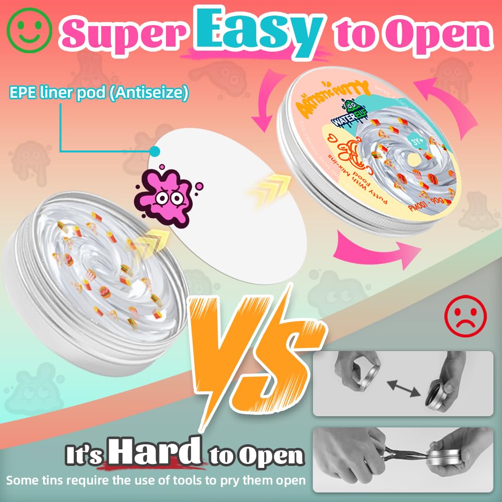 WATERELF Transparent Putty with Mix-Ins – Non-Sticky Fidget Toy for Stress Relief