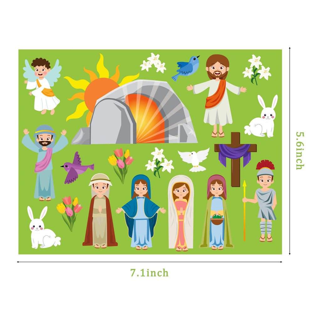 WATINC 40-Sheet Pre-Cut Easter Resurrection Stickers for Nativity Scene Crafts