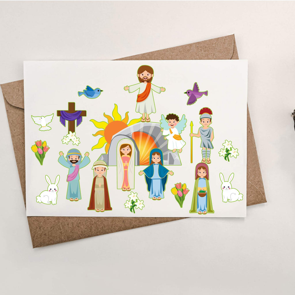 WATINC 40-Sheet Pre-Cut Easter Resurrection Stickers for Nativity Scene Crafts
