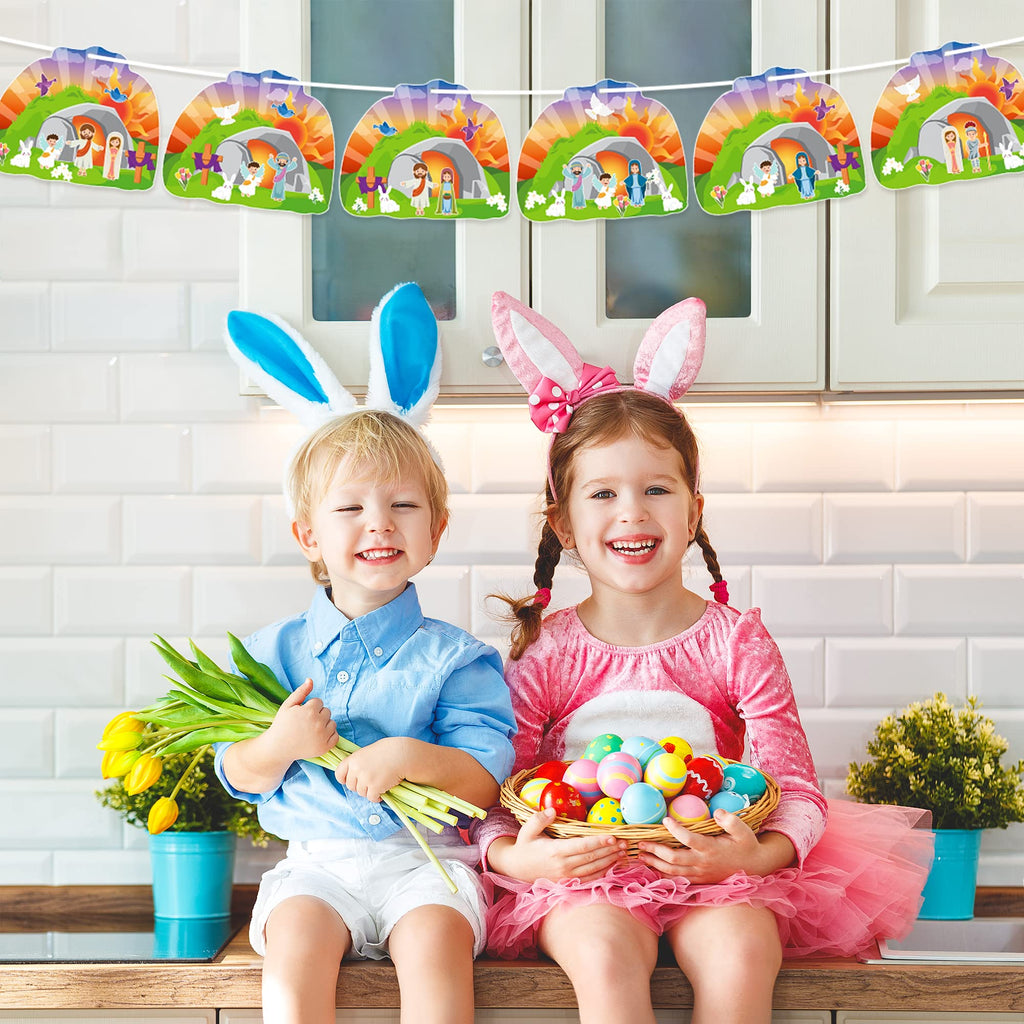 WATINC 40Pcs Easter Resurrection Hanging Ornaments - Religious Craft Kit with Stickers and Cardboard for Kids