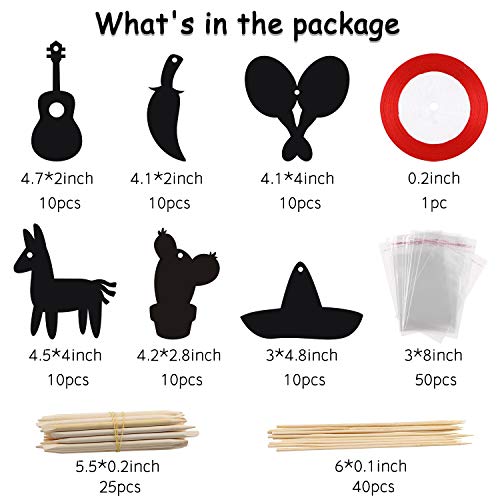 WATINC 60-Piece Mexican Fiesta Scratch Card Art Set - DIY Magic Scratch Paper for Kids & Adults, Cinco De Mayo Party Favors, Classroom Craft Kit