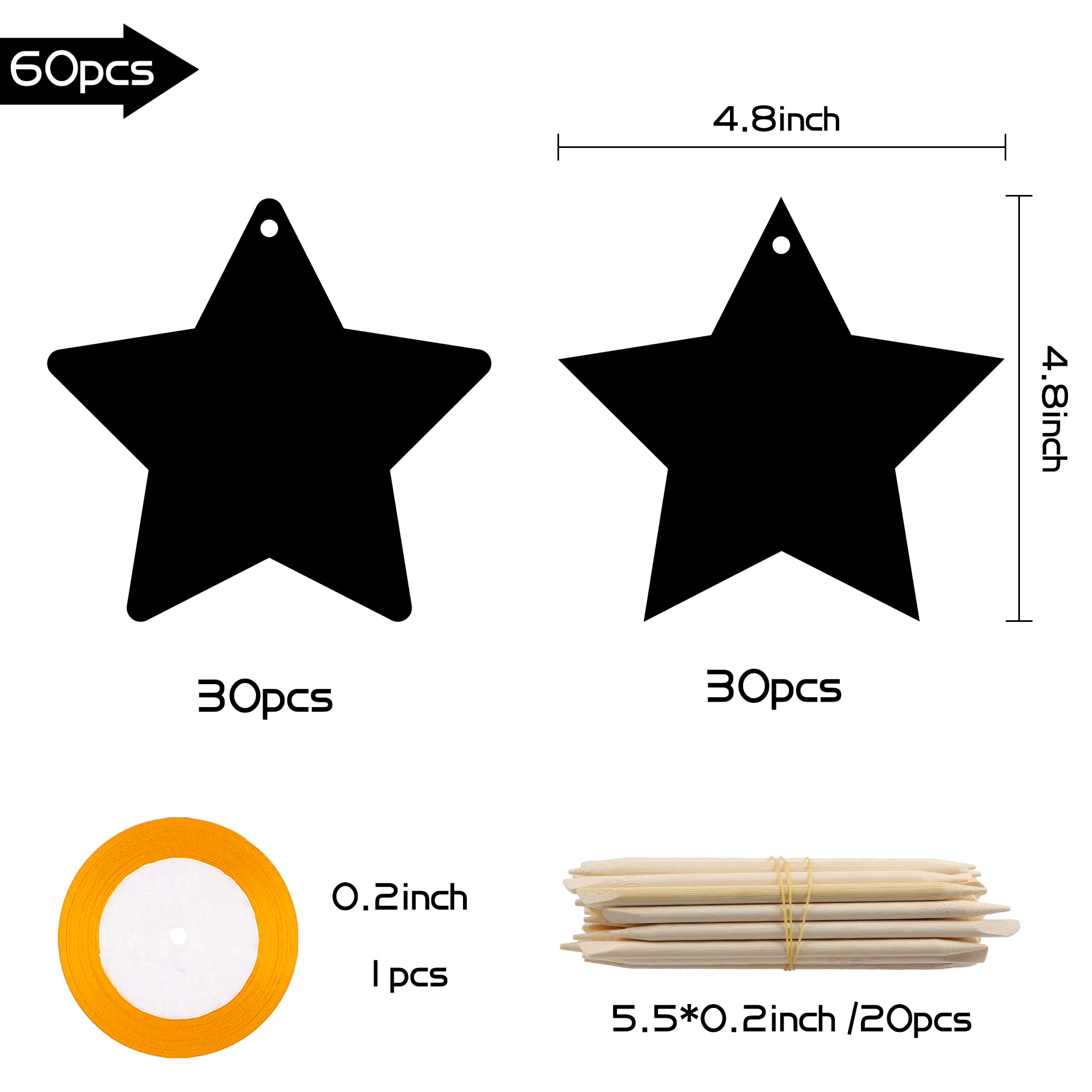 WATINC 60-Piece Star Scratch Art Cards Kit – DIY Paper Craft for Kids Parties & Classroom