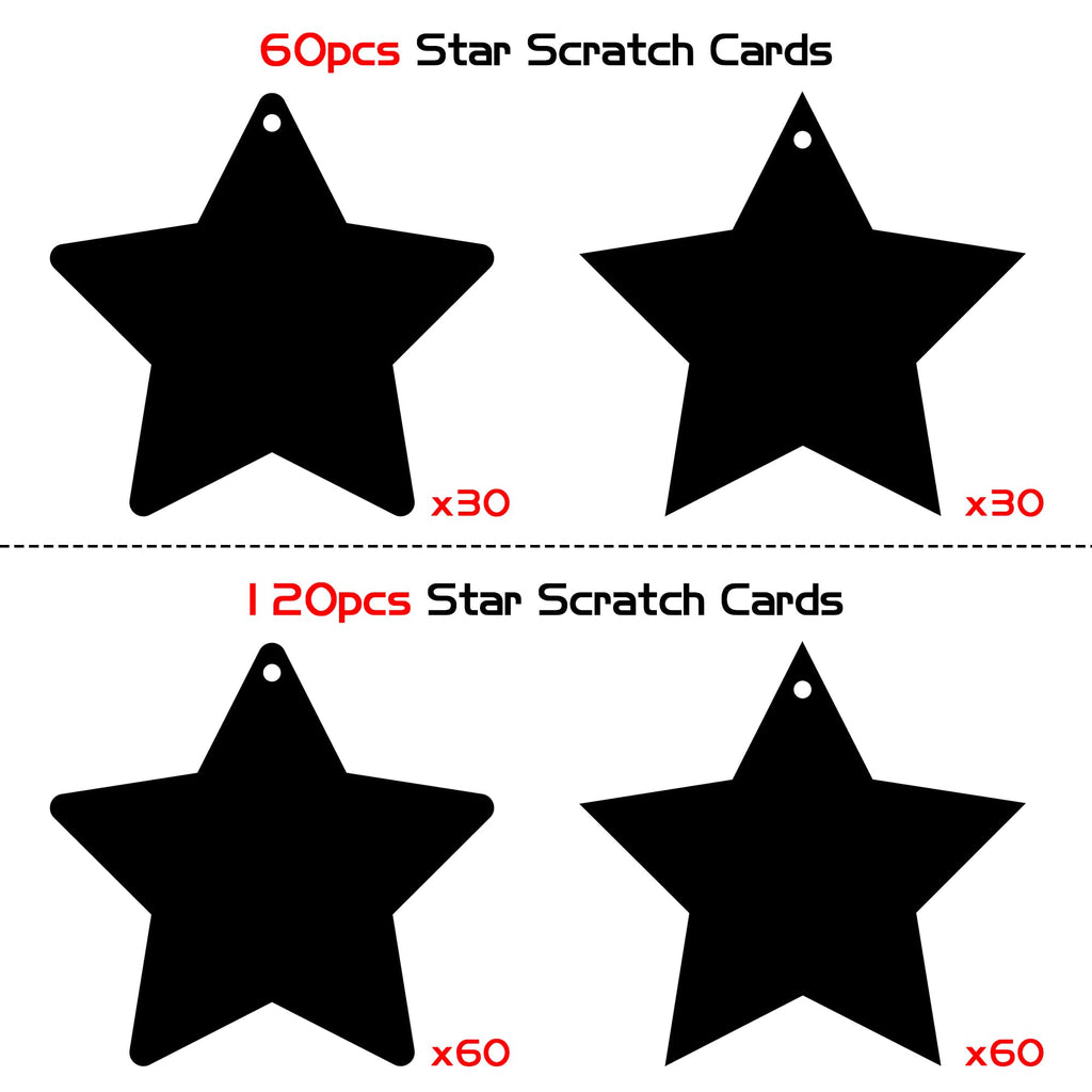 WATINC 60-Piece Star Scratch Art Cards Kit – DIY Paper Craft for Kids Parties & Classroom