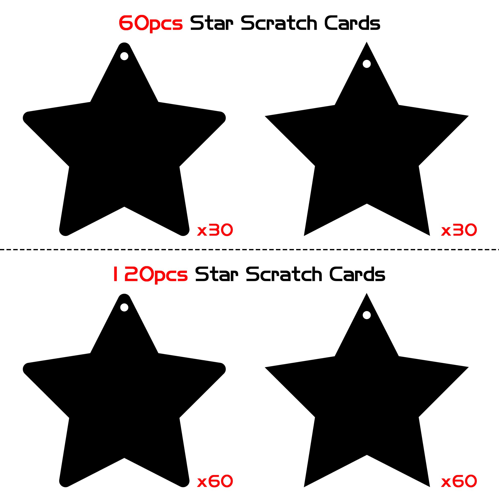 WATINC 60-Piece Star Scratch Art Cards Kit – DIY Paper Craft for Kids Parties & Classroom