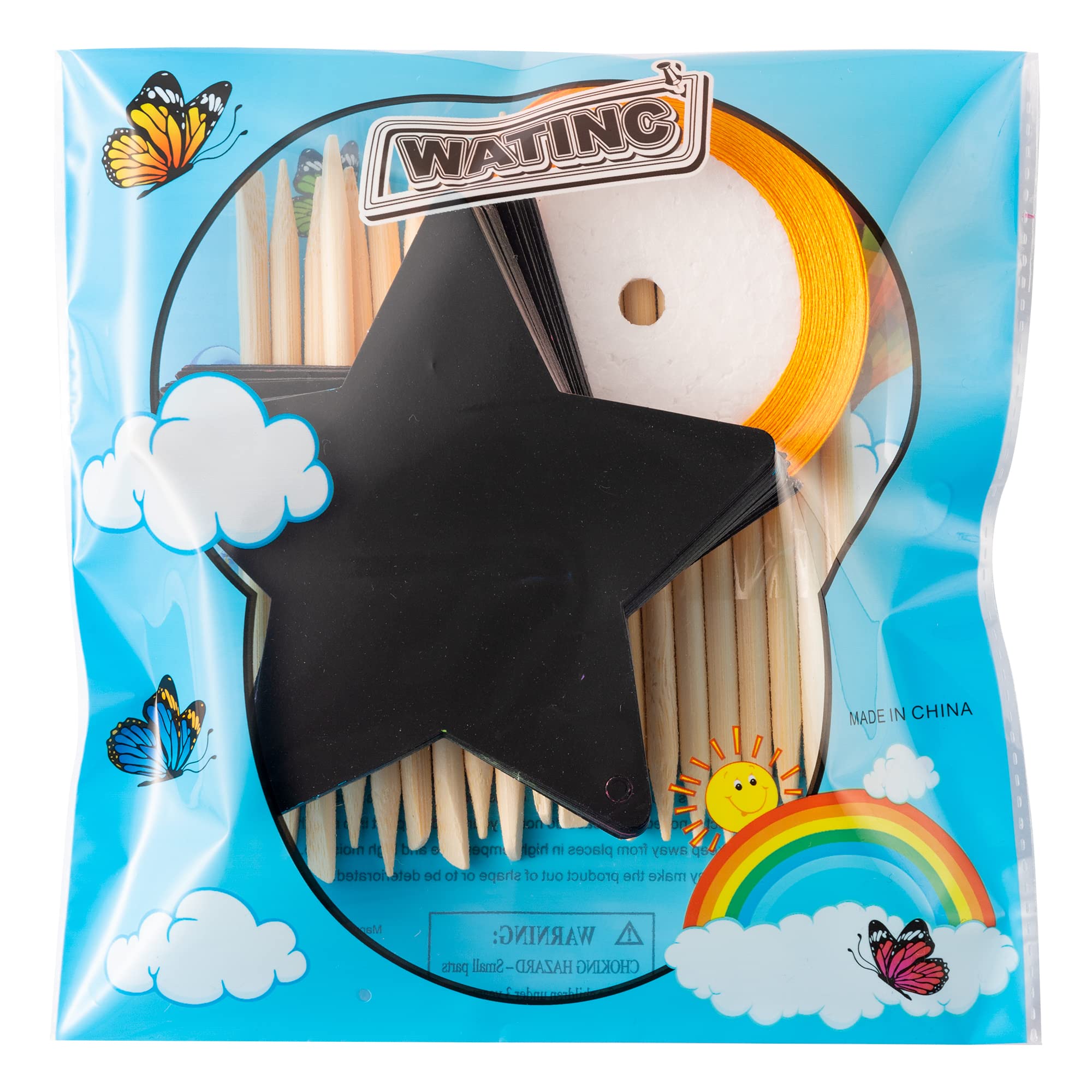 WATINC 60-Piece Star Scratch Art Cards Kit – DIY Paper Craft for Kids Parties & Classroom